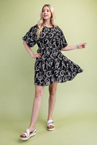 Puff Sleeve Textured Dress