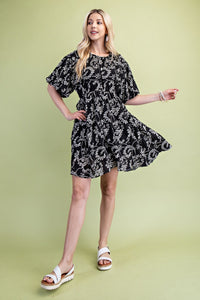 Puff Sleeve Textured Dress
