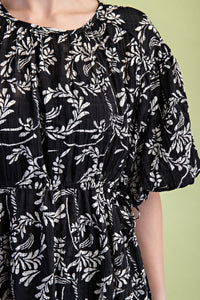 Puff Sleeve Textured Dress