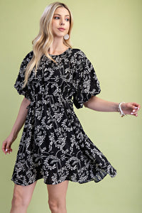 Puff Sleeve Textured Dress