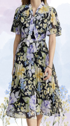 Floral Pleated Midi Dress