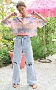 Wide Leg Distressed Jeans