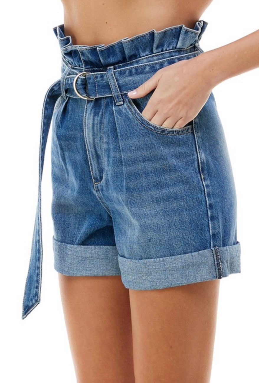 High Waist Belted Shorts