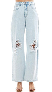 Wide Leg Distressed Jeans