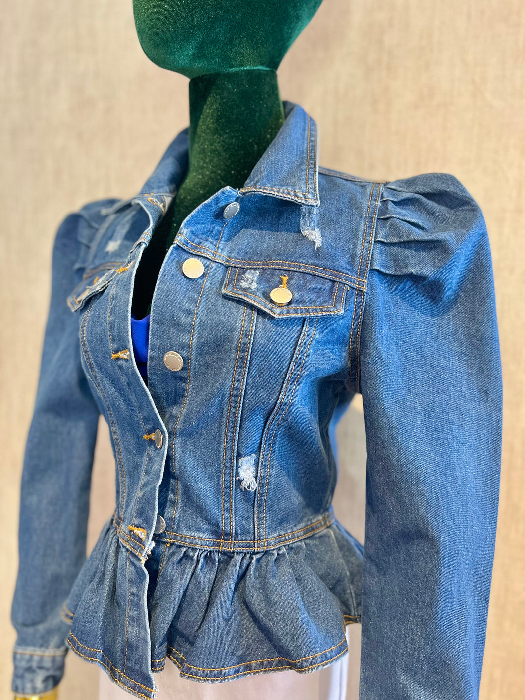Puff Sleeve Denim Jacket