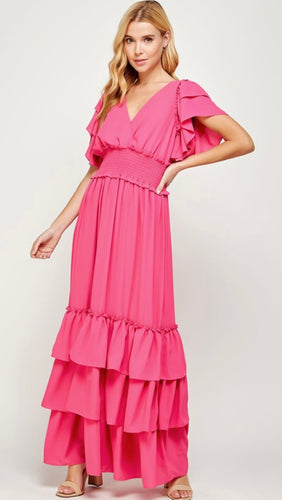Ruffle Sleeve Maxi Dress